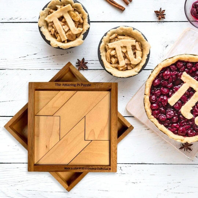 Personalizable Pi Day Gifts - Amazing Pi wood Puzzle - 3.14 Brain Teaser - Customize Your Gift with a Laser Engraved Name - Creative Crafthouse
