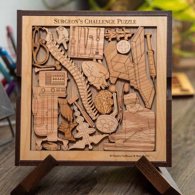 Personalizable Thank You Gift for Surgeons - The Surgeon’s Challenge Puzzle - Retirement Gift - Wood Brain Teaser - Creative Crafthouse