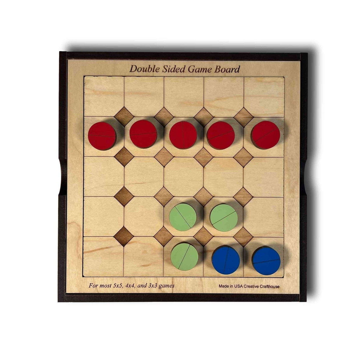Personalized Christmas Gift for Board Game Players - Universal Game Board for 3x3, 4x4, 5x5 Games - Playing Tokens Included - Creative Crafthouse