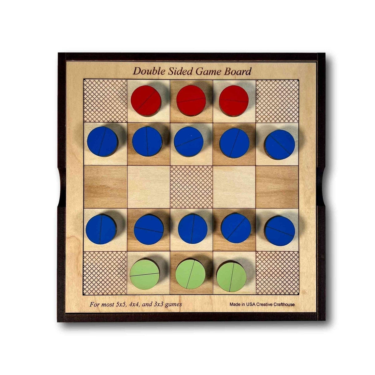 Personalized Christmas Gift for Board Game Players - Universal Game Board for 3x3, 4x4, 5x5 Games - Playing Tokens Included - Creative Crafthouse