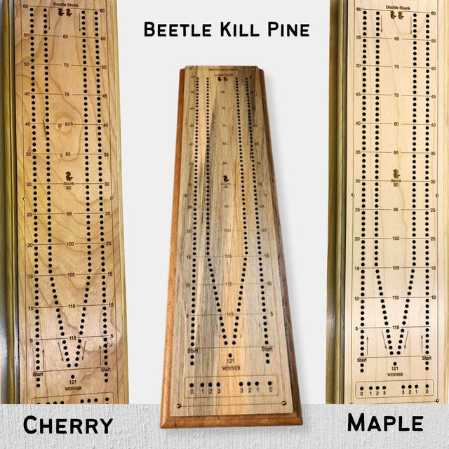 Personalized Cribbage Board - Tournament Long Board Premium – Choice of Cherry, Maple or Beetle Kill Wood - Add Name and/or Message - Creative Crafthouse