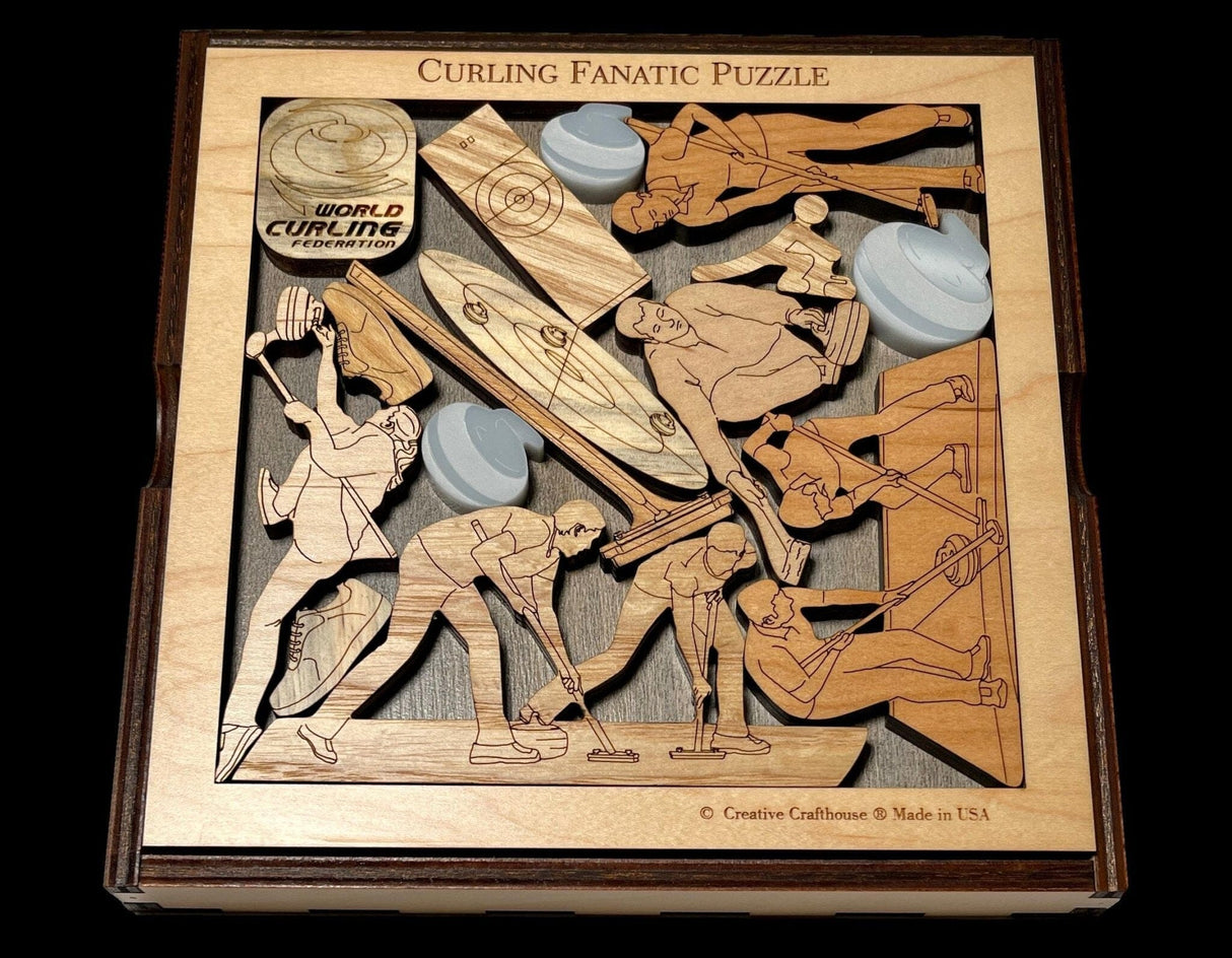 Personalized Curler Gift - Curling Fanatic Wood Puzzle - Curling Mom Gift - Customize With a Laser Engraved Name, Message, Club Name - Creative Crafthouse