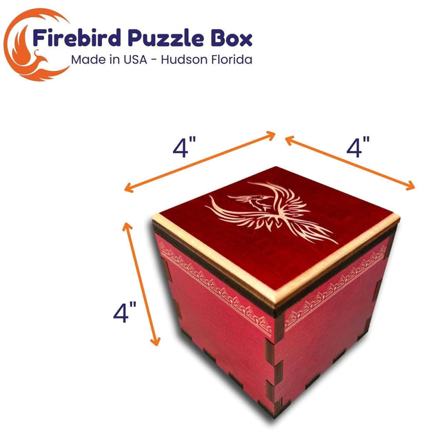 Personalized Firebird Secret Stash Puzzle Box | Handcrafted Wooden Brain Teaser with Hidden Compartment, Custom Laser Engraved Gift - Creative Crafthouse