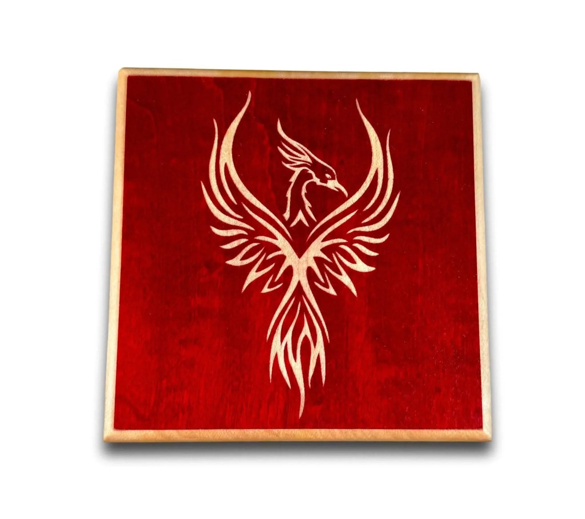 Firebird Wood Puzzle Box | Red Stained Maple Lock Box - Creative