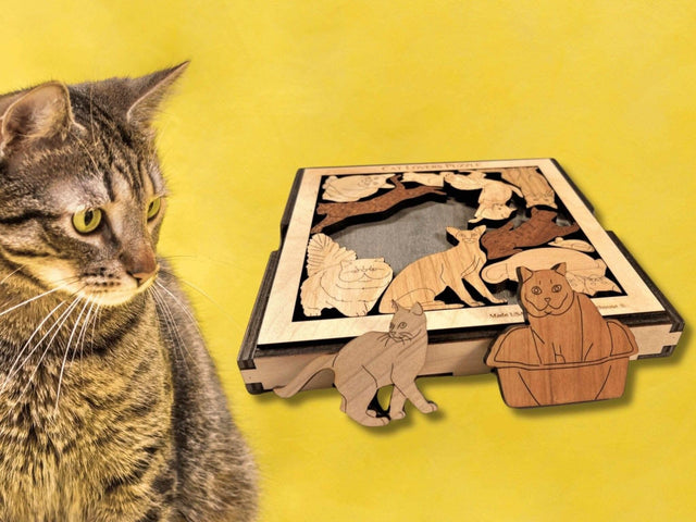Personalized Gift for Cat Lovers - The Cat Lovers Wood Puzzle - Laser Engrave name or Message - Creative Crafthouse
