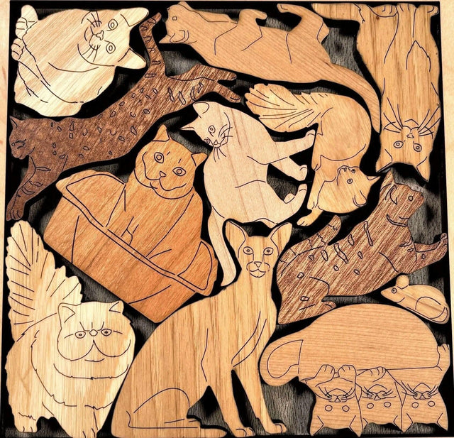Personalized Gift for Cat Lovers - The Cat Lovers Wood Puzzle - Laser Engrave name or Message - Creative Crafthouse