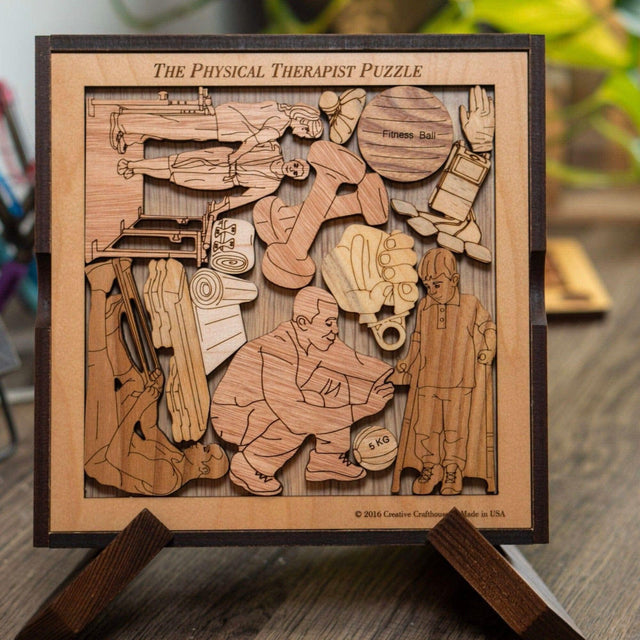 Personalized Gift for Physical Therapist - Physical Therapist Wood Puzzle Brain Teaser - One of a Kind Graduation Gift | Unique Office Decor - Creative Crafthouse