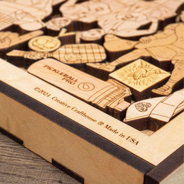 Personalized Pickleball Gift - Challenge Puzzle – 17 Piece Wooden Gift for Pickleball Lovers – Unique Holiday Pickleball Gift Idea 2024 - Creative Crafthouse
