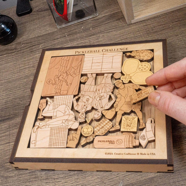 Personalized Pickleball Gift - Challenge Puzzle – 17 Piece Wooden Gift for Pickleball Lovers – Unique Holiday Pickleball Gift Idea 2024 - Creative Crafthouse