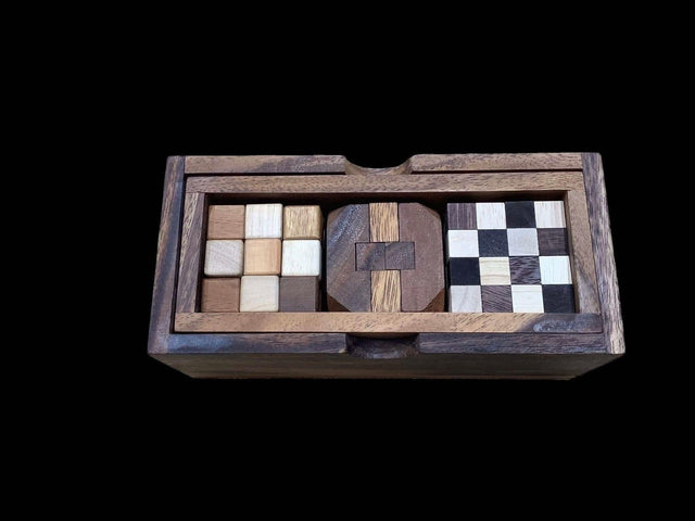 Personalized Puzzles Gift Set – 3 Brain Teasers in Wood Box - Creative Crafthouse