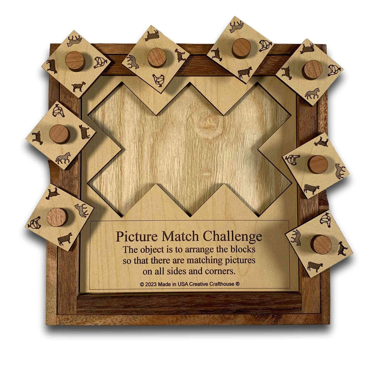 Picture Match Challenge - Animal Version - Wooden Brain Teaser Puzzle - Creative Crafthouse