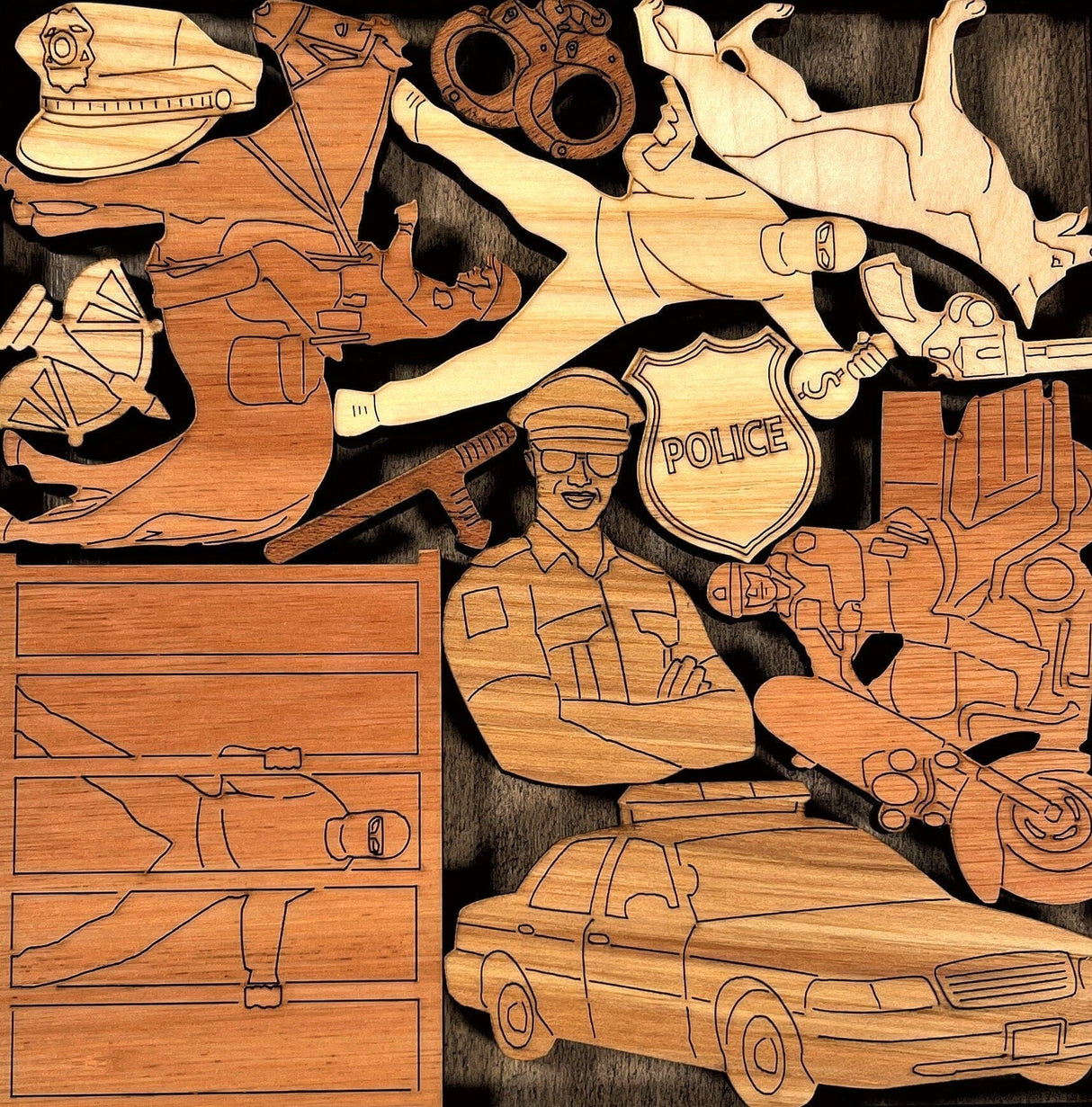 Police - Community Heroes Brain Teaser Puzzle - artistic and challenging - can be personalized - Creative Crafthouse
