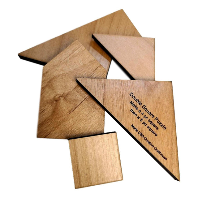 Puzzle Gifts Under 10 Dollars | Double Square Wooden Brain Teaser Puzzle - Handmade From Creative Crafthouse - Creative Crafthouse