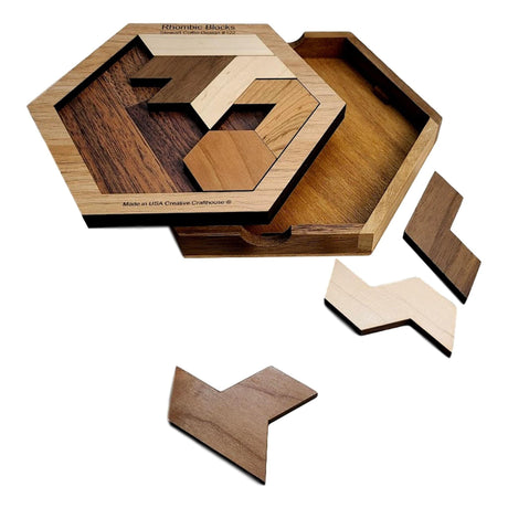 Rhombic Blocks – Stewart Coffin Design #122 Brain Teaser Puzzle - Challenging Puzzle - Gift for Hard To Buy for Teenager - Christmas Gift - Creative Crafthouse