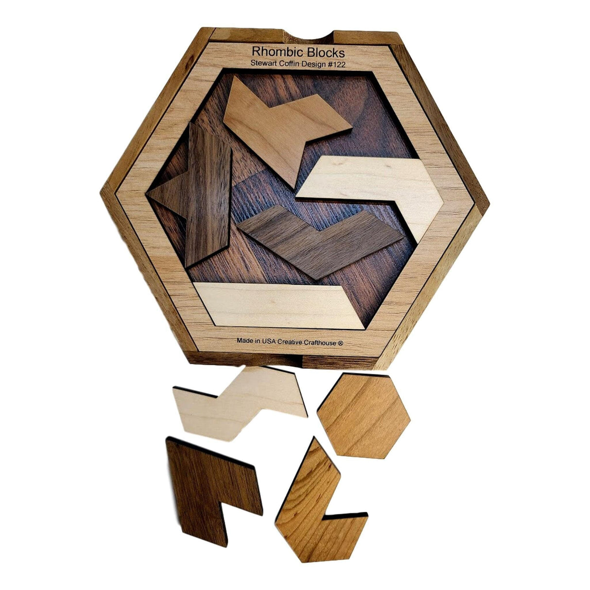Rhombic Blocks – Stewart Coffin Design #122 Brain Teaser Puzzle - Challenging Puzzle - Gift for Hard To Buy for Teenager - Christmas Gift - Creative Crafthouse