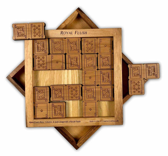 Royal Flush Wood Puzzle and Brain Teaser - Alder Version - Poker Player Gifts - Creative Crafthouse