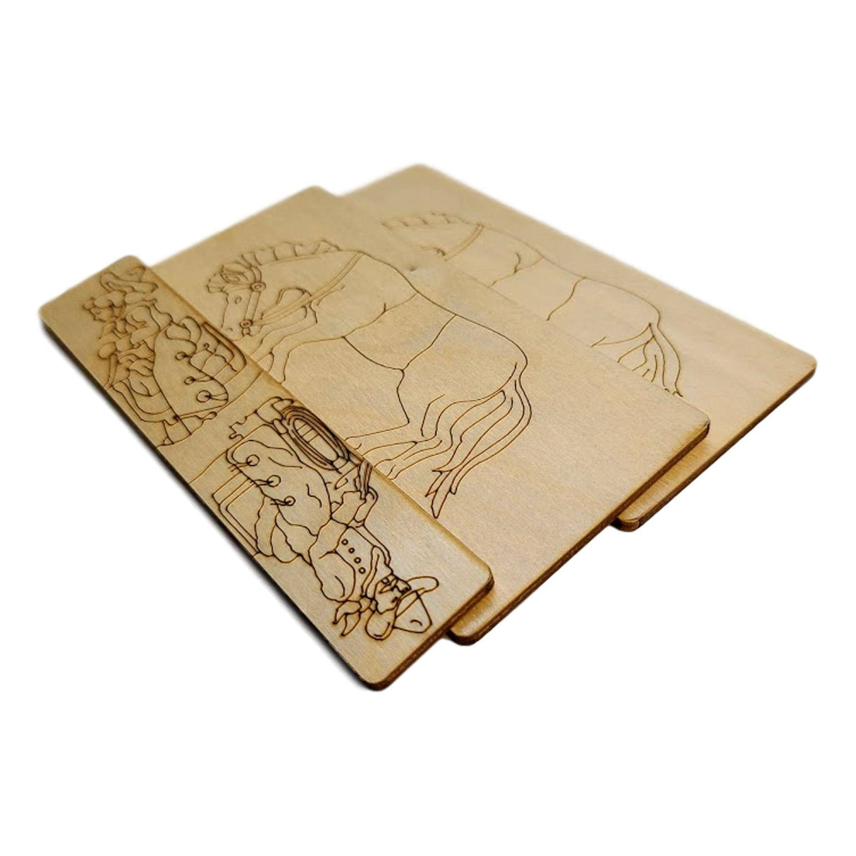 Saddle the Horses Puzzle wood set. - P.T. Barnum and Sam Lloyd puzzle - from 1872 - Creative Crafthouse