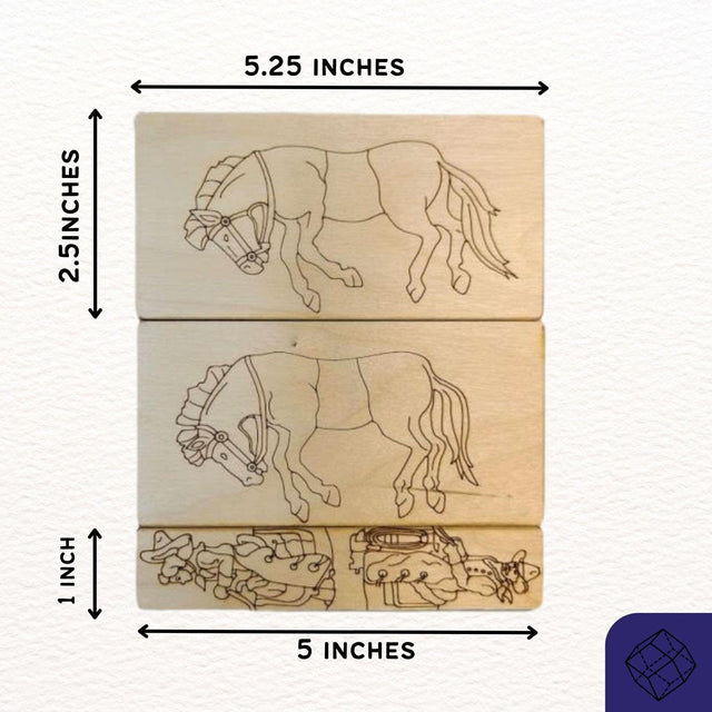 Saddle the Horses Puzzle wood set. - P.T. Barnum and Sam Lloyd puzzle - from 1872 - Creative Crafthouse