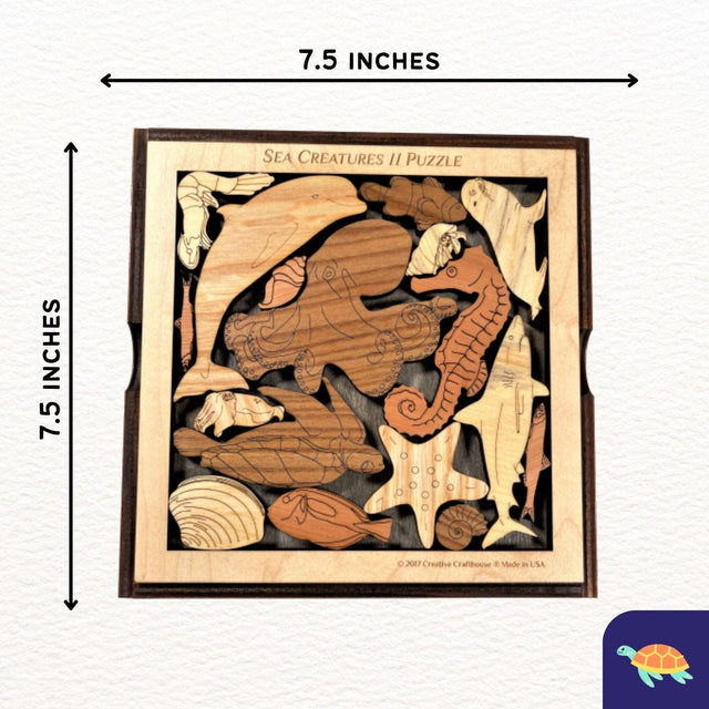 Sea Creatures II Puzzle wood brain teaser – artistic and challenging - can be personalized - Creative Crafthouse