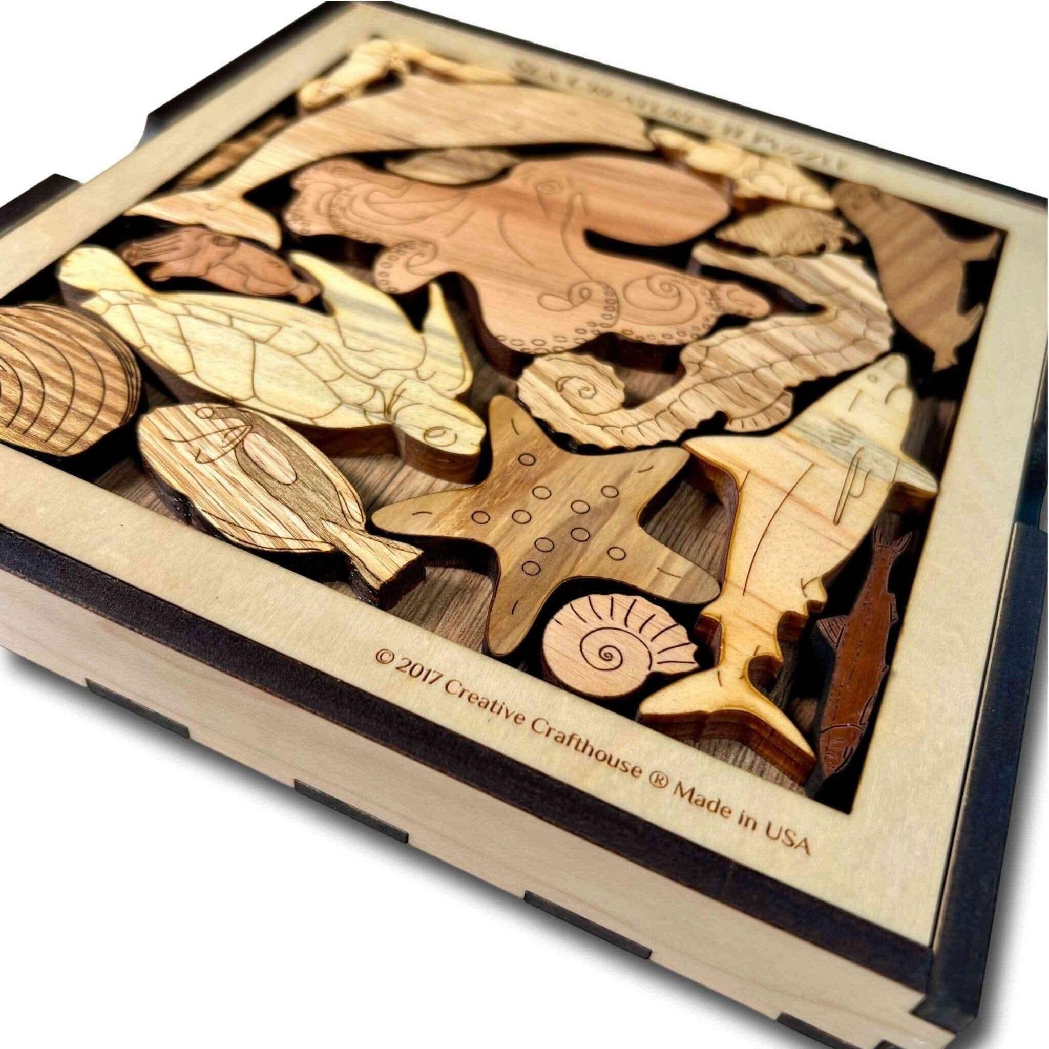 Sea Creatures II - Handmade Wooden Puzzle for Ocean Lovers