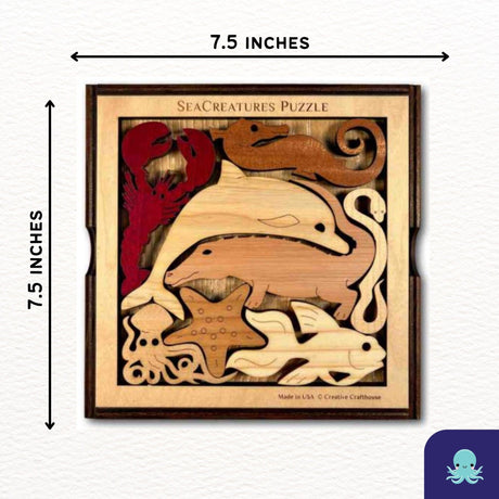 Sea Creatures an aquatic adventure wood puzzle - artistic and challenging - can be personalized - Creative Crafthouse