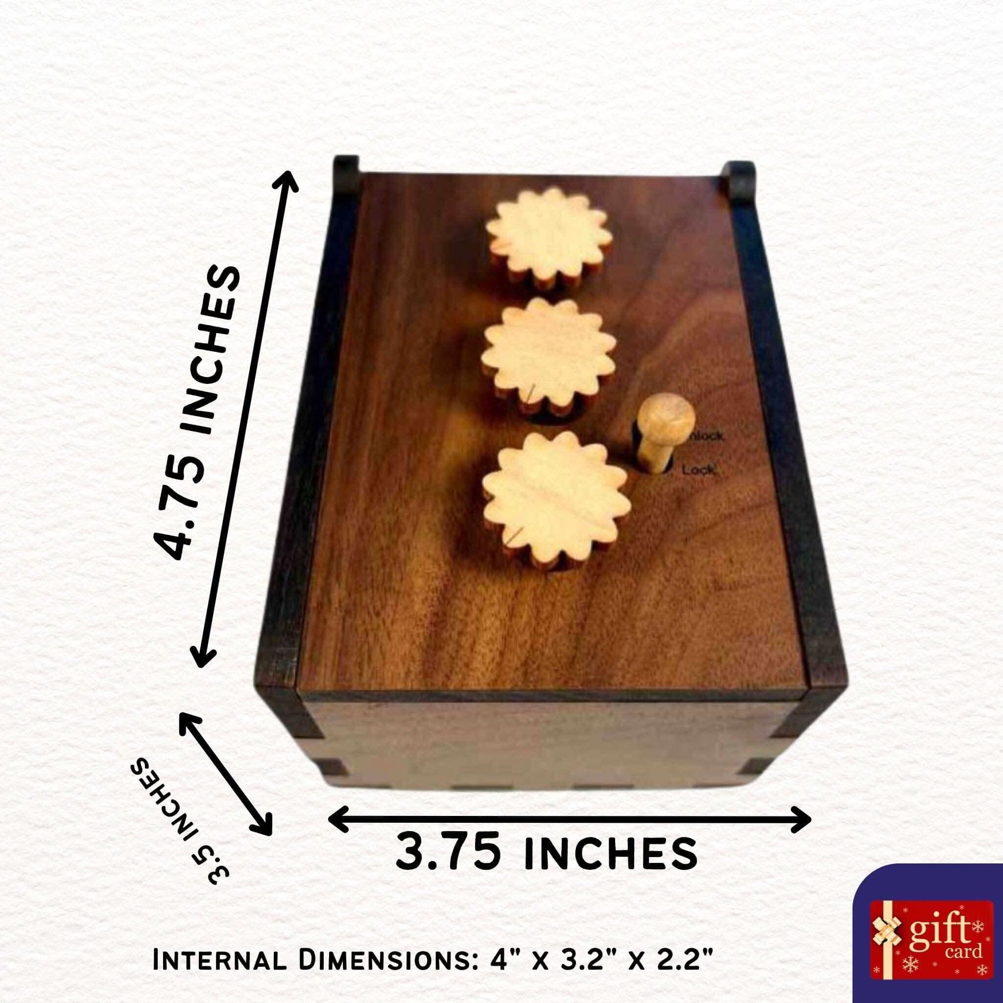 Secret Lock Box II – Mahogany Puzzle Box for Cash, Keys & Jewelry