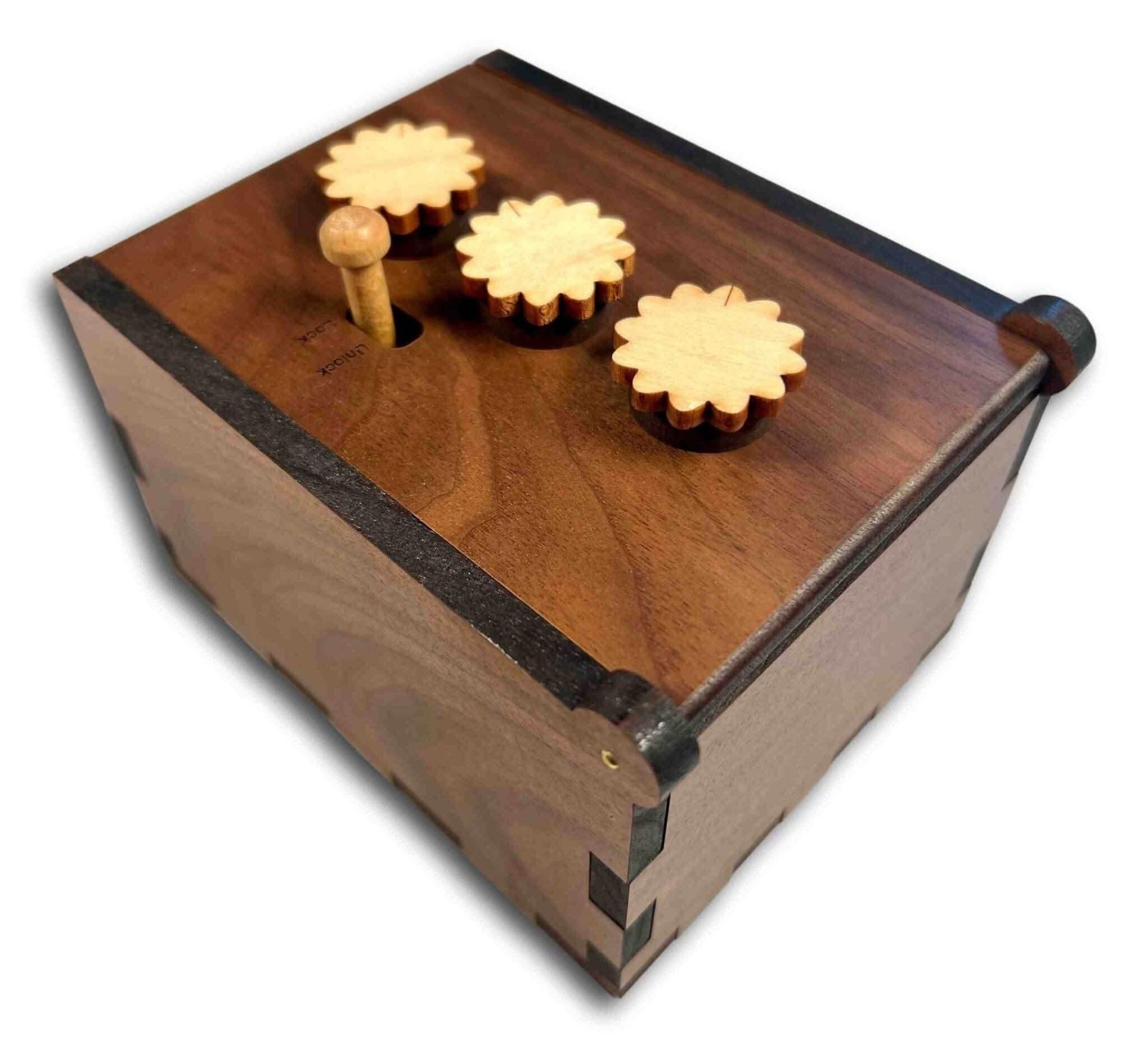 Secret Lock Box II – Walnut Puzzle Box with Unique Code – Creative
