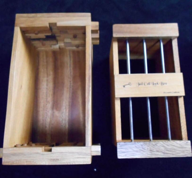 Secret Lock Box III - The Jail Cell Wood Puzzle Box holds Beer Can or anything that fits into the cage - Creative Crafthouse
