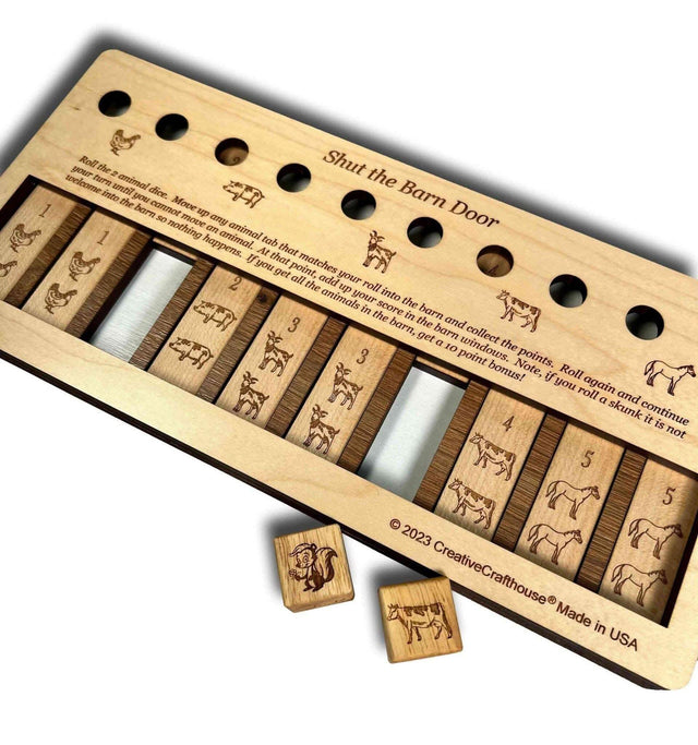 Shut the Barn Door - Wooden Dice Game - Family Game or Bar Game - Creative Crafthouse
