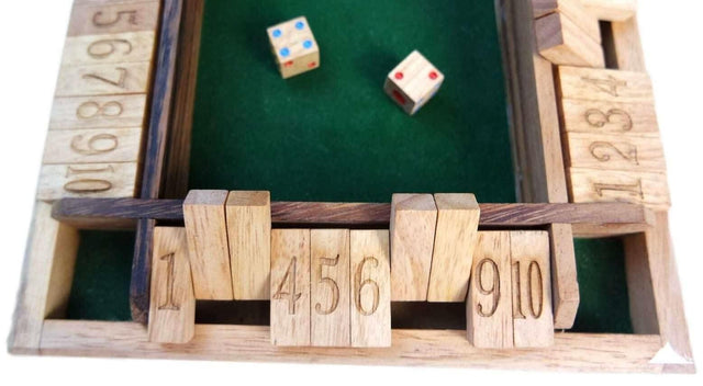Shut the Box - 4 Rows - Unusual Format Allows Interesting Variations on the Classic Game - Wooden Math Game - Creative Crafthouse