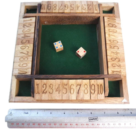 Shut the Box - 4 Rows - Unusual Format Allows Interesting Variations on the Classic Game - Wooden Math Game - Creative Crafthouse