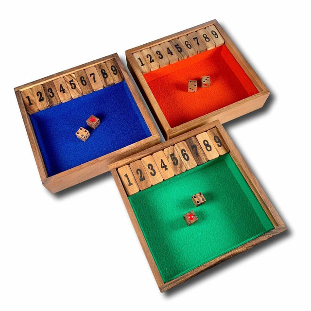 Shut The Box sz large 9x9 with Wood Burned Numbers - Wooden Family Game - Creative Crafthouse