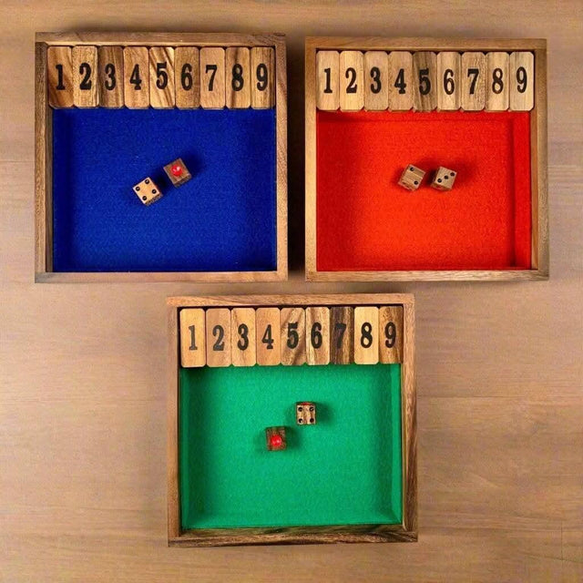 Shut The Box sz large 9x9 with Wood Burned Numbers - Wooden Family Game - Creative Crafthouse