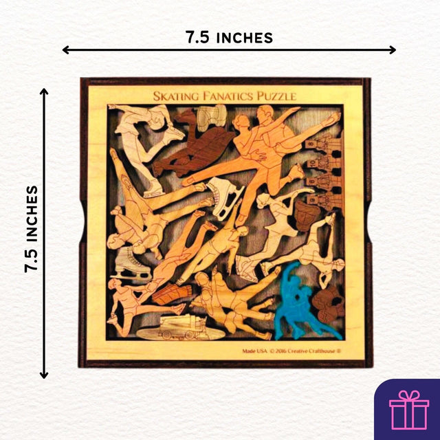 Skating Fanatics Wood Puzzle – Figure Skating and Ice Dancing Brain Teaser - Personalizable Gift For Her - Creative Crafthouse