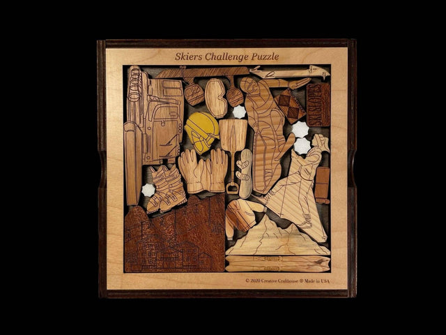 Skiers Challenge Puzzle - artistic and challenging - can be personalized - Creative Crafthouse