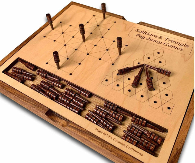 Solitiare & Triangle Peg Jump Board Games - Creative Crafthouse