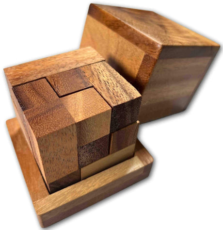 Soma Cube Puzzle - Wooden Brain Teaser For Kids - 7 Piece Childrens Gift Puzzles - Christmas Gift for Boys and Girls - Creative Crafthouse