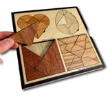 Tangram Challenge Plus Wooden Puzzle – 4 - in - 1 Brain Teaser Set with Classic Tangrams - Creative Crafthouse