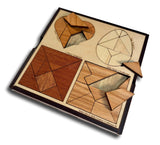 Tangram Challenge Plus Wooden Puzzle – 4 - in - 1 Brain Teaser Set with Classic Tangrams - Creative Crafthouse