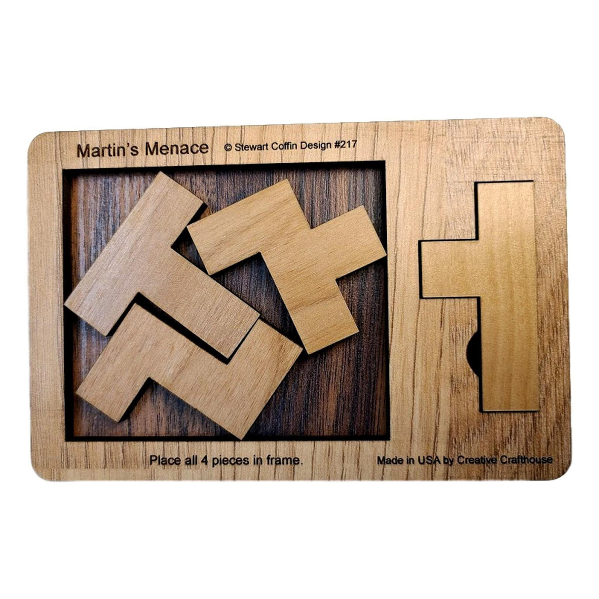The Impossible Puzzle Series - Martin's Menace 4 Piece Brain Teaser for Adults - Extremely Hard Wooden Puzzle - Stockings Stuffer Under 20 - Creative Crafthouse