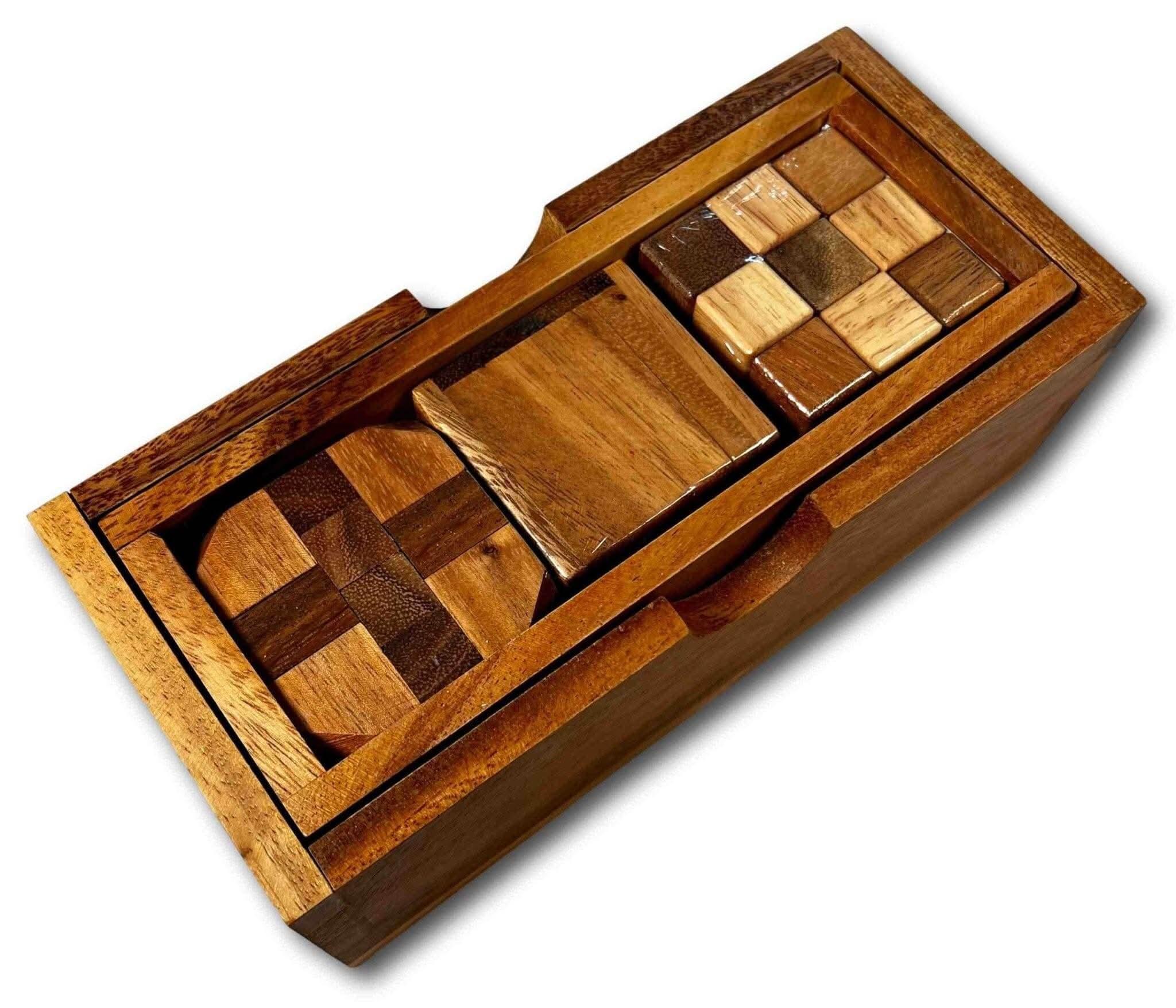 3 Wooden Puzzle Gift Set | Snake, Soma, Diamond Cube - Creative