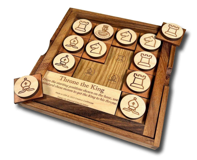 Throne the King Chess Puzzle - Brain Teaser Puzzle - Handcrafted Wood Games - Creative Crafthouse