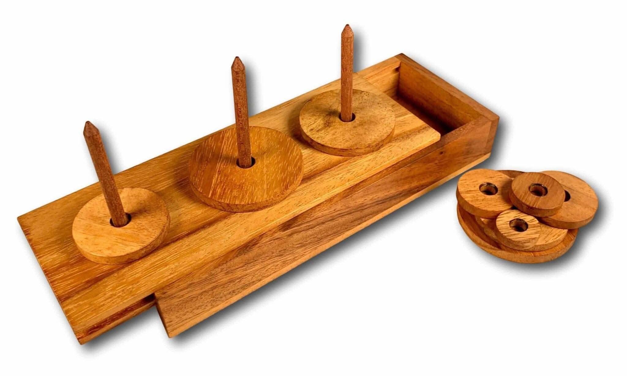 Tower of Hanoi Wood Puzzle | 9 Ring Classic Brain Teaser