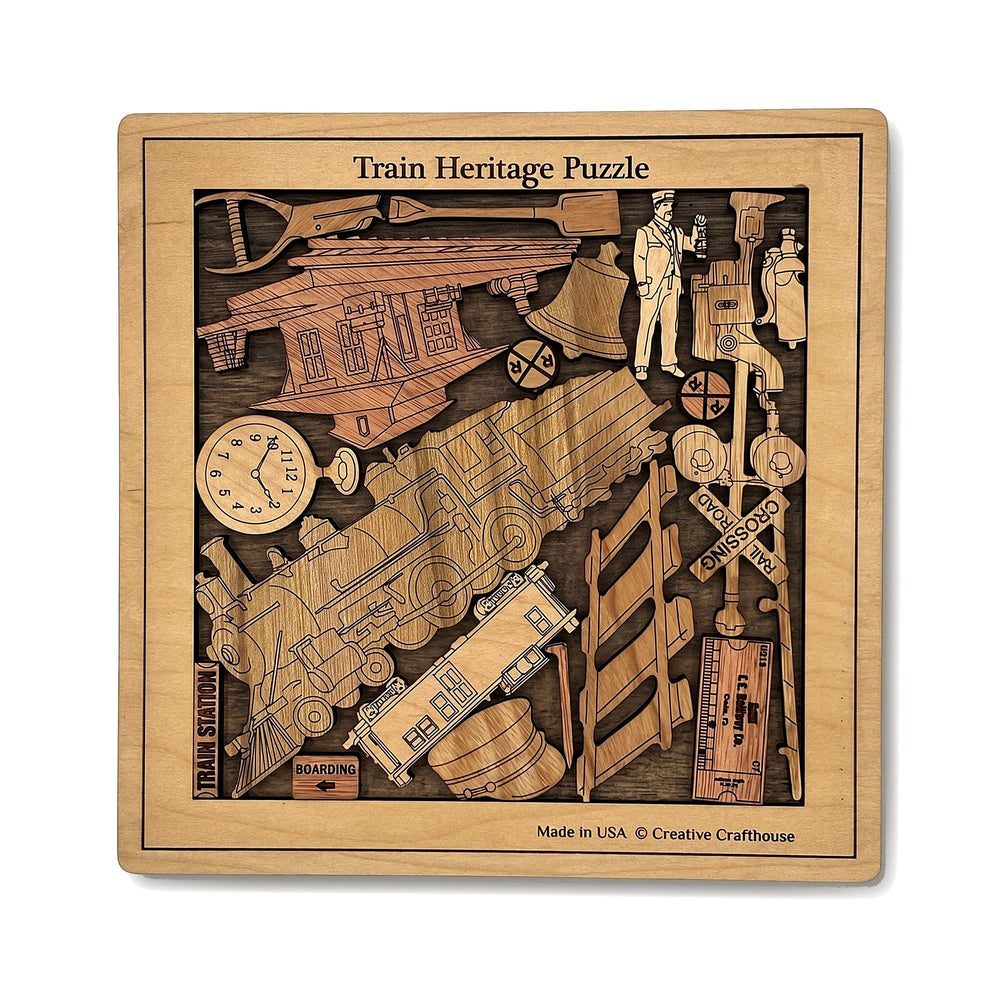 Train Heritage Wood Puzzle | Personalizable Gift and Decor - Creative Crafthouse