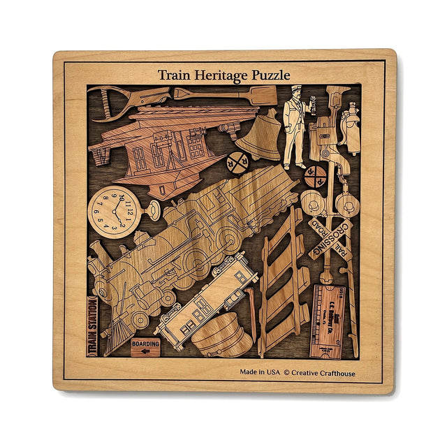 Train Heritage Wood Puzzle | Personalizable Gift and Decor - Creative Crafthouse