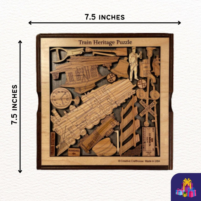 Train Heritage Wood Puzzle - Personalize with a Laser Engraved Name or Message - Creative Crafthouse