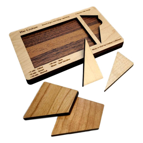 Wooden Brain Teaser Puzzle - The Cruiser - 4 Piece Wood Puzzle Game from Creative Crafthouse - Ages 10 and Up - Creative Crafthouse