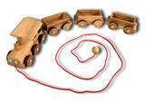 Wooden Train Set – Pull Along Toy with 3 Cars - Creative Crafthouse