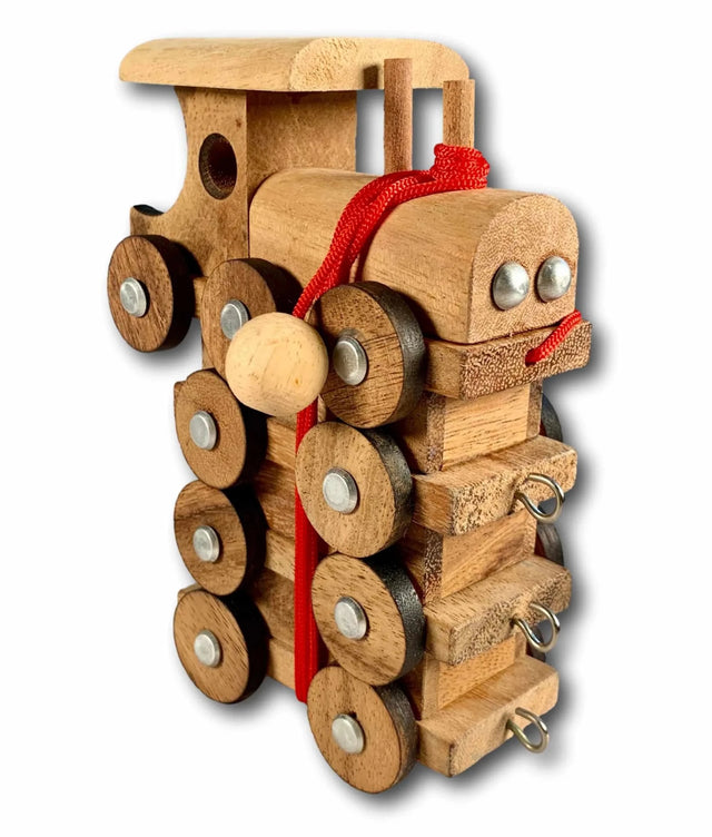 Wooden Train Set – Pull Along Toy with 3 Cars - Creative Crafthouse