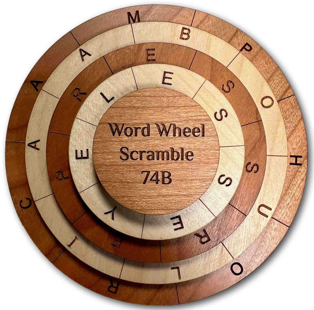 Word Wheel Scramble 74B - Wooden Puzzle Word Search Challenges - Creative Crafthouse